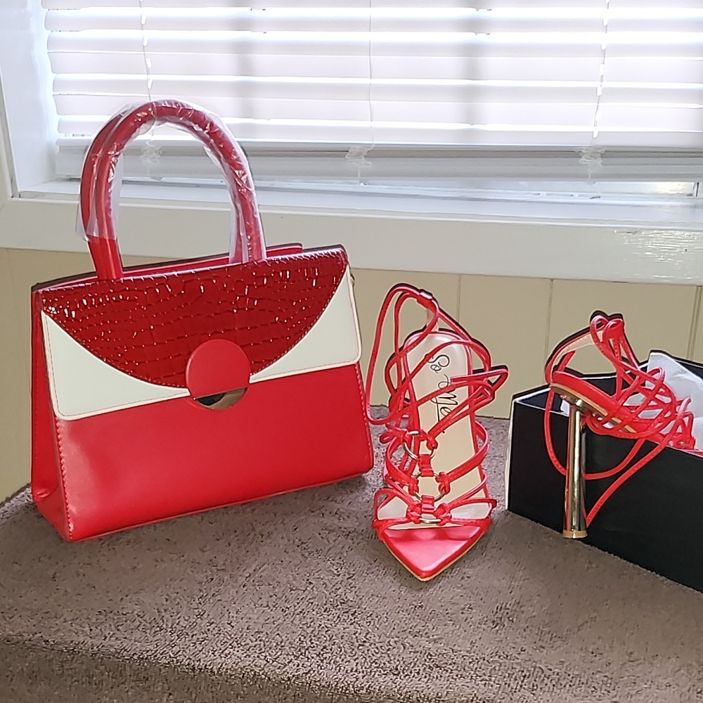 Red and White Handbag